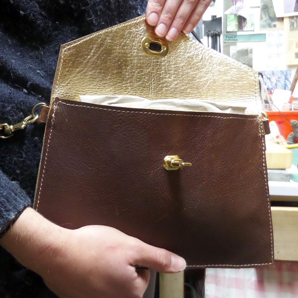 Hilary-Johnson-Handmade-Jennas-envelope-bag-with-gold-lining-made-at-a-workshop